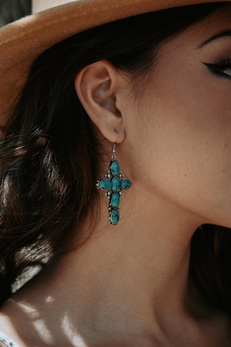 Turquoise Cross Earrings