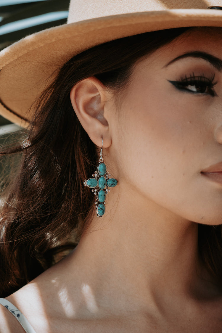 Turquoise Cross Earrings