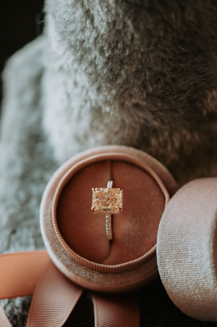 Fall In Love Champagne Emerald Stone Rose Gold Ring