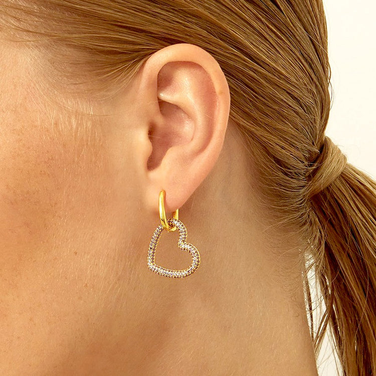 Aldora Single Heart Drop Earrings