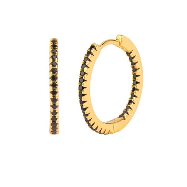 Aleko CZ Gold Huggie Earrings