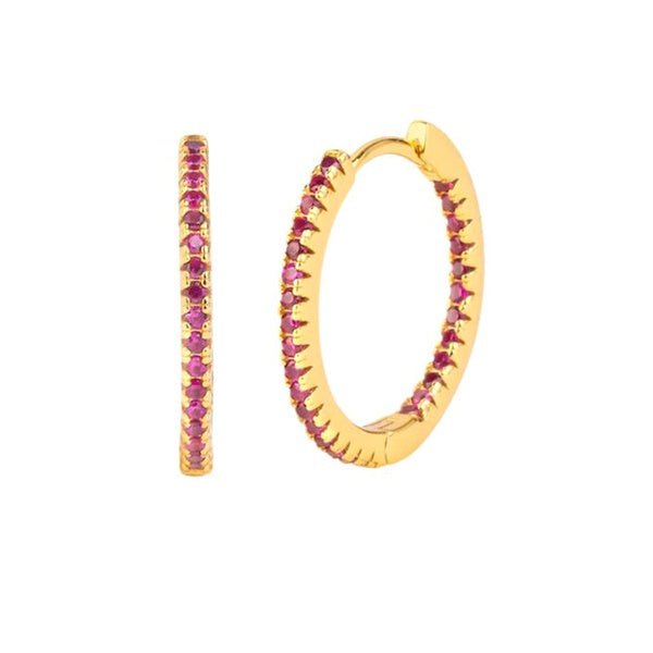 Aleko CZ Gold Huggie Earrings