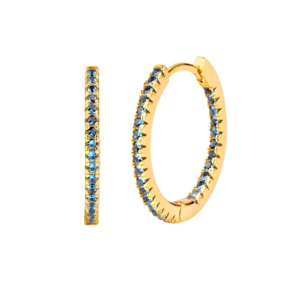 Aleko CZ Gold Huggie Earrings