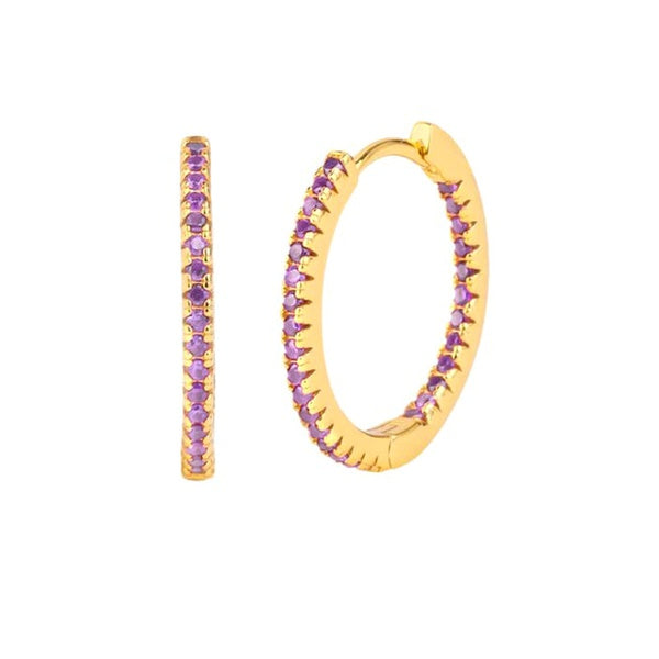 Aleko CZ Gold Huggie Earrings