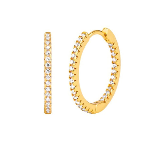 Aleko CZ Gold Huggie Earrings