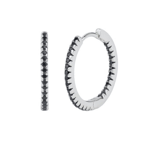Aleko CZ Sterling Silver Huggie Earrings