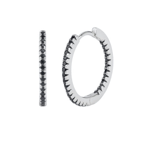 Aleko CZ Sterling Silver Huggie Earrings