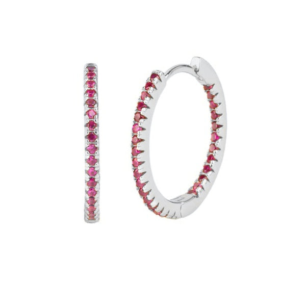 Aleko CZ Sterling Silver Huggie Earrings