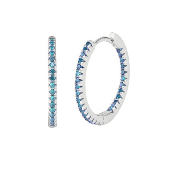 Aleko CZ Sterling Silver Huggie Earrings