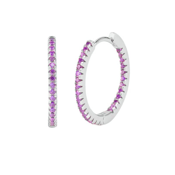 Aleko CZ Sterling Silver Huggie Earrings