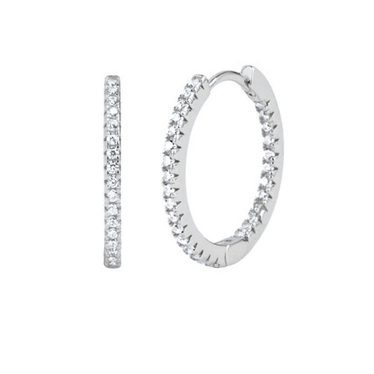 Aleko CZ Sterling Silver Huggie Earrings