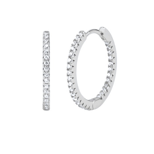 Aleko CZ Sterling Silver Huggie Earrings