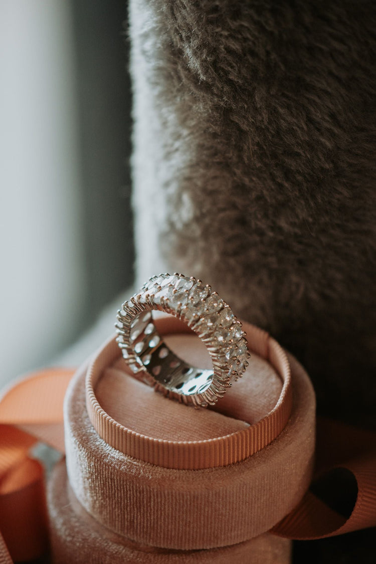 I Do Pear Cut Sterling Silver Ring Band