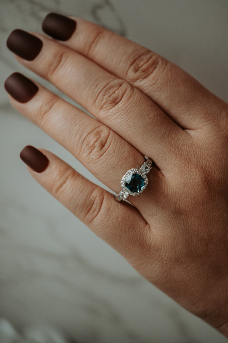 Bella Tourmaline Gem Cushion Cut Sterling Silver Ring