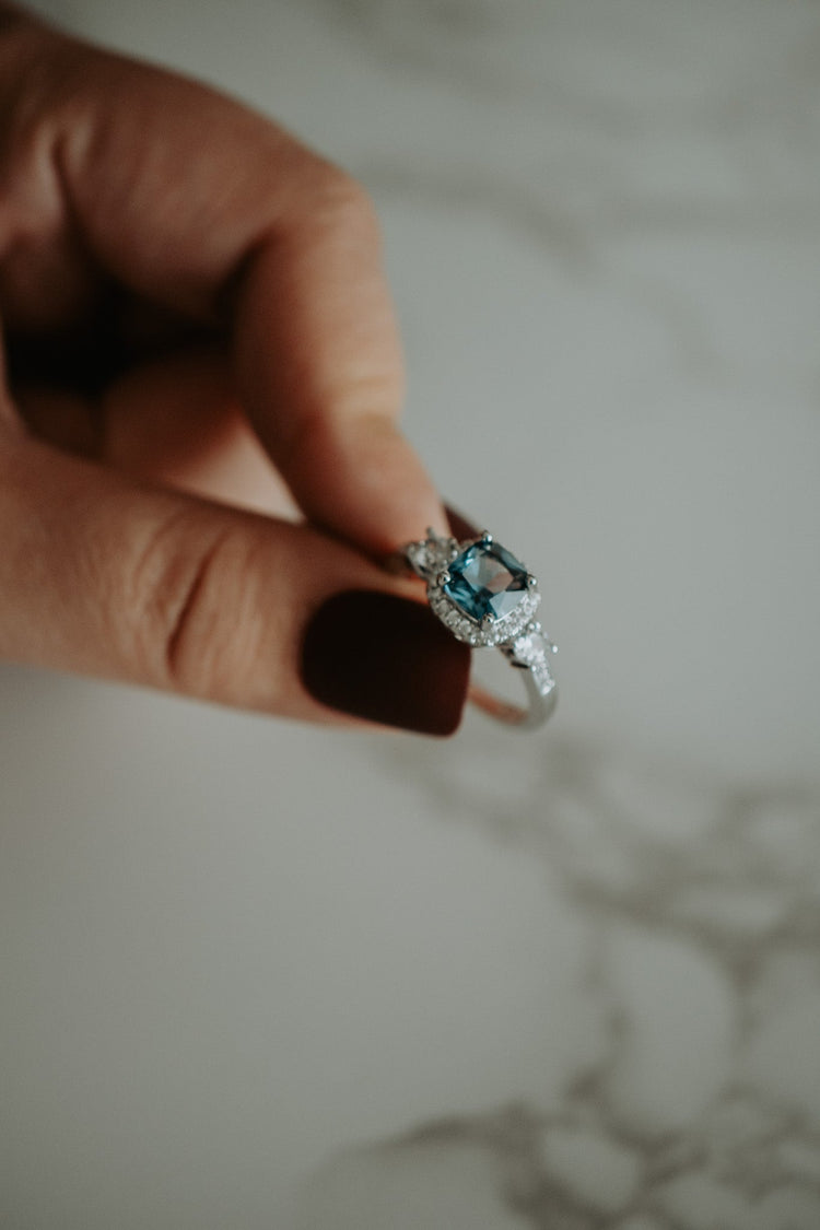 Bella Tourmaline Gem Cushion Cut Sterling Silver Ring