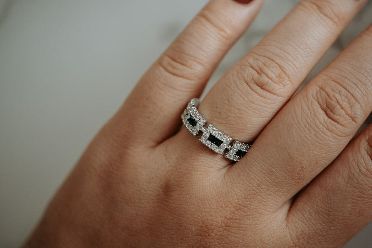 Kinsley Sapphire Dainty Sterling Silver Ring Band