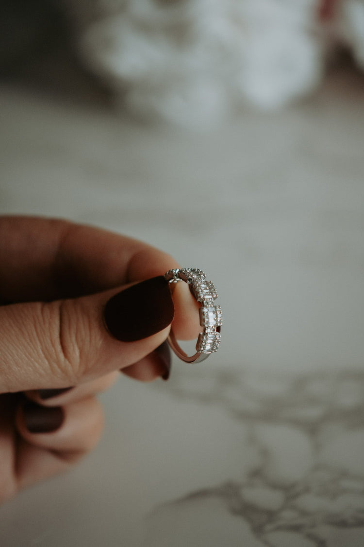 Nellie Dainty Cubic Zirconia Sterling Silver Ring Band