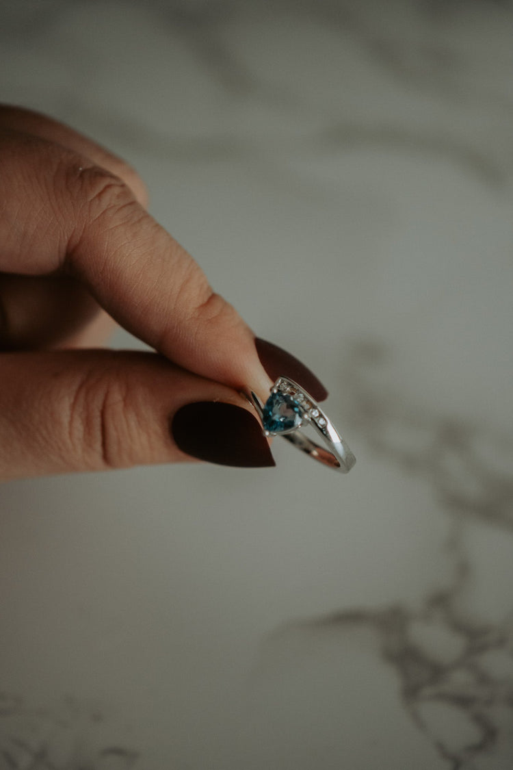 Court Triangle Tourmaline Gem Sterling Silver Ring