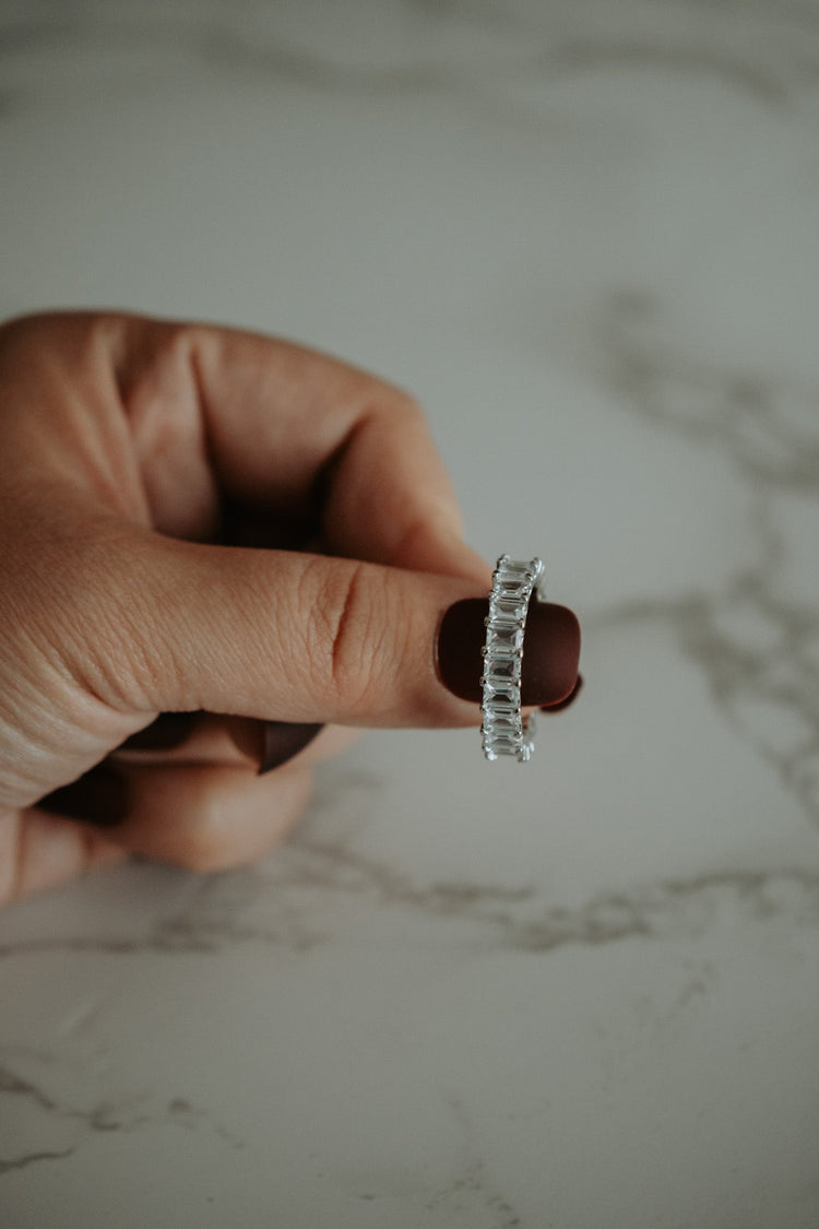 Anna Emerald Cut Sterling Silver Ring Band