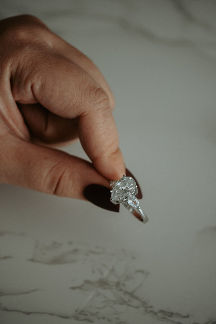 Meghan Pear Shaped Cubic Zirconia Sterling Silver Ring