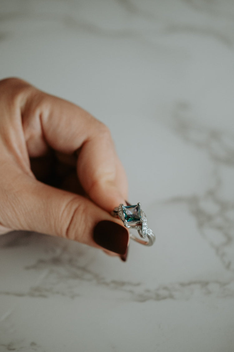 Lewis Princess Cut Aurora Gem Sterling Silver Ring