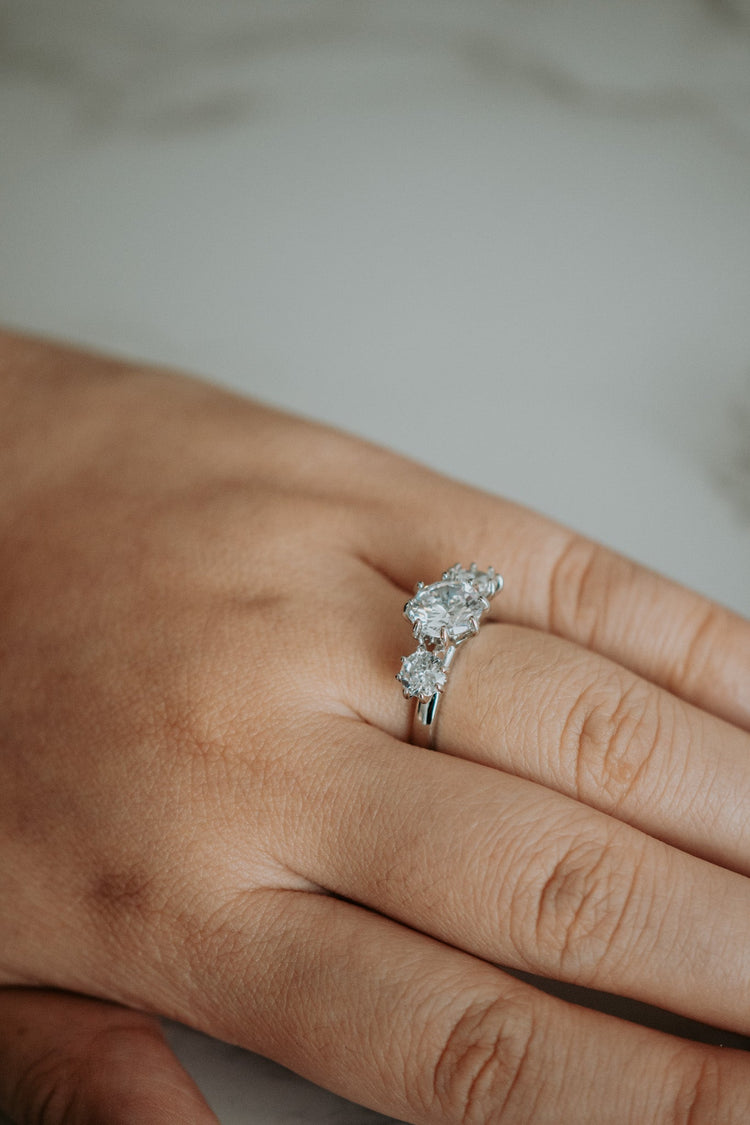 Tosh 3-Stone Prong Sterling Silver Ring