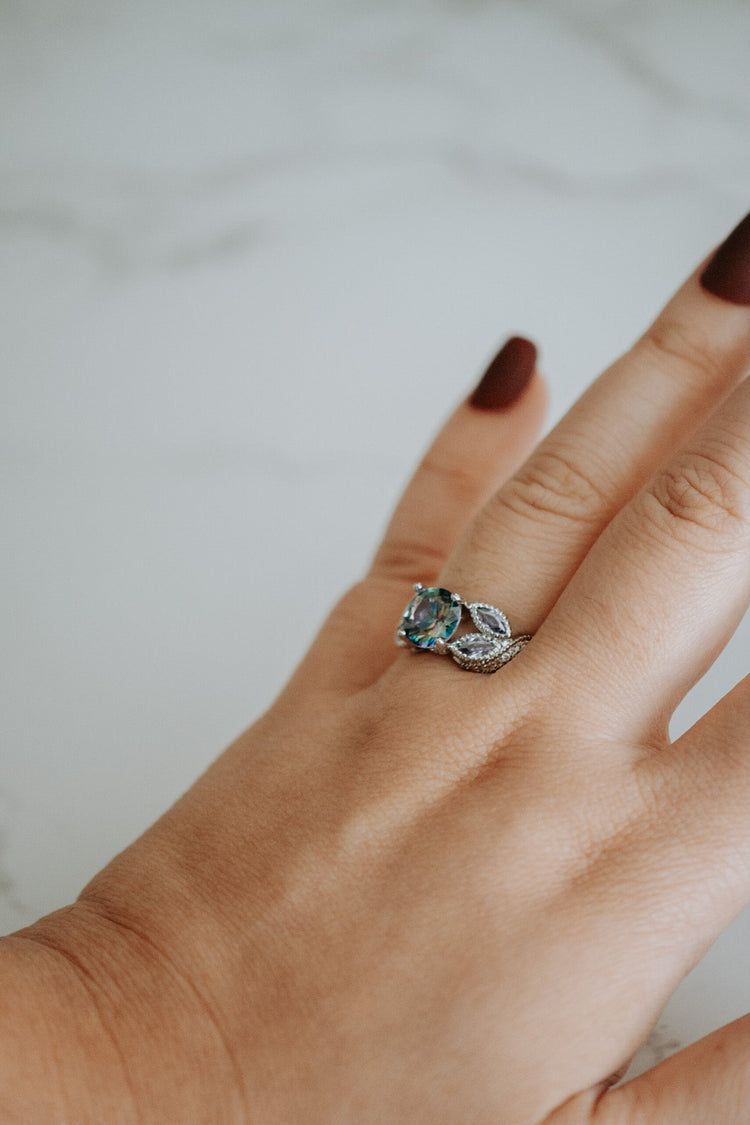 Julia Princess Cut Rainbow Gem Sterling Silver Ring