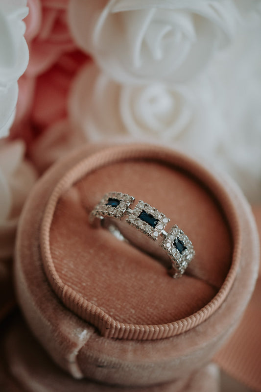 Kinsley Sapphire Dainty Sterling Silver Ring Band