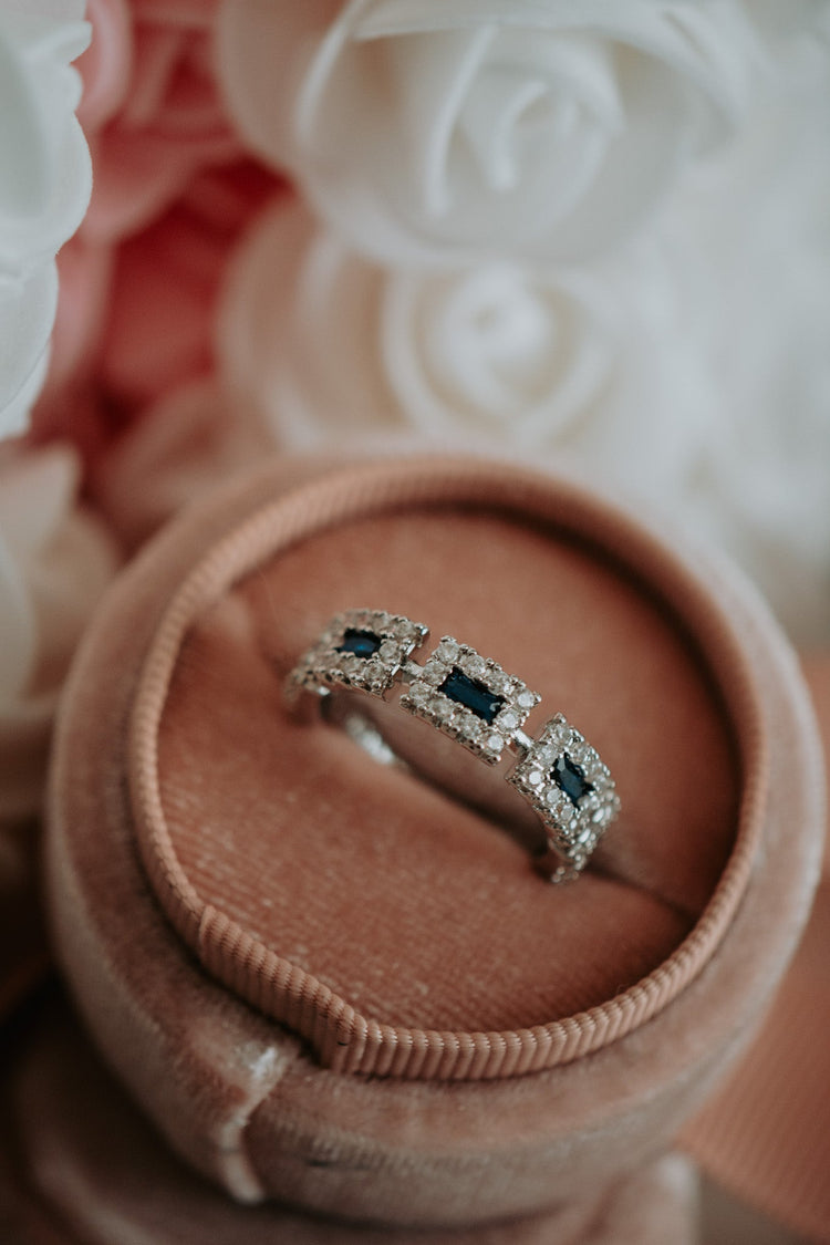 Kinsley Sapphire Dainty Sterling Silver Ring Band