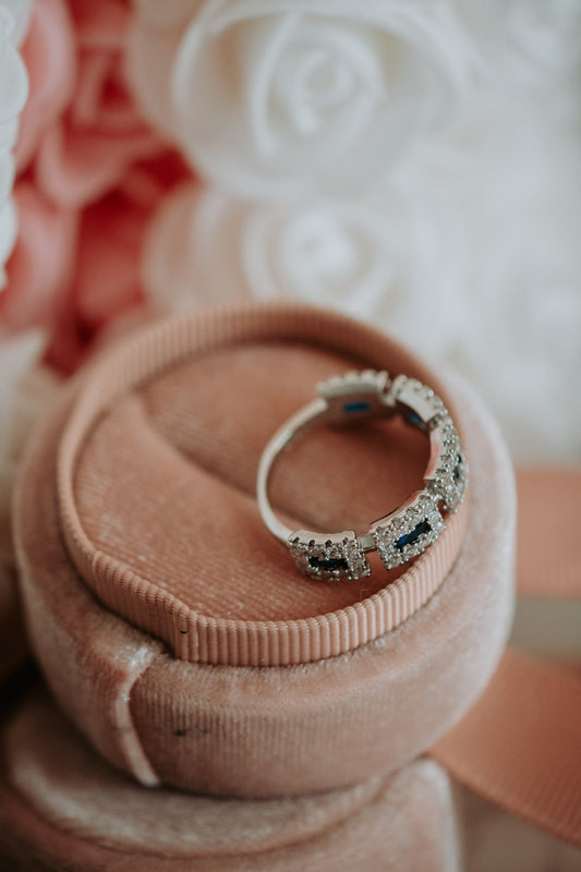 Kinsley Sapphire Dainty Sterling Silver Ring Band