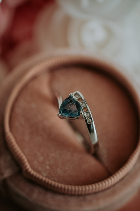 Court Triangle Tourmaline Gem Sterling Silver Ring