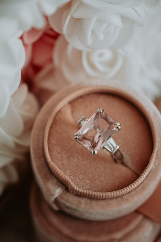 Allie Pink Emerald Cut Gem Sterling Silver Ring