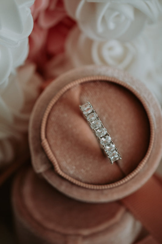 Lizzie Oval Stone Cubic Zirconia Sterling Silver Ring Band