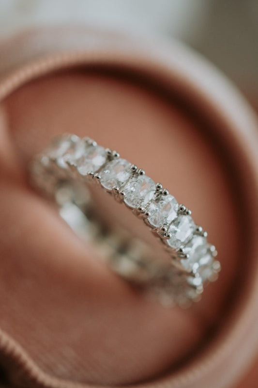 Lizzie Oval Stone Cubic Zirconia Sterling Silver Ring Band