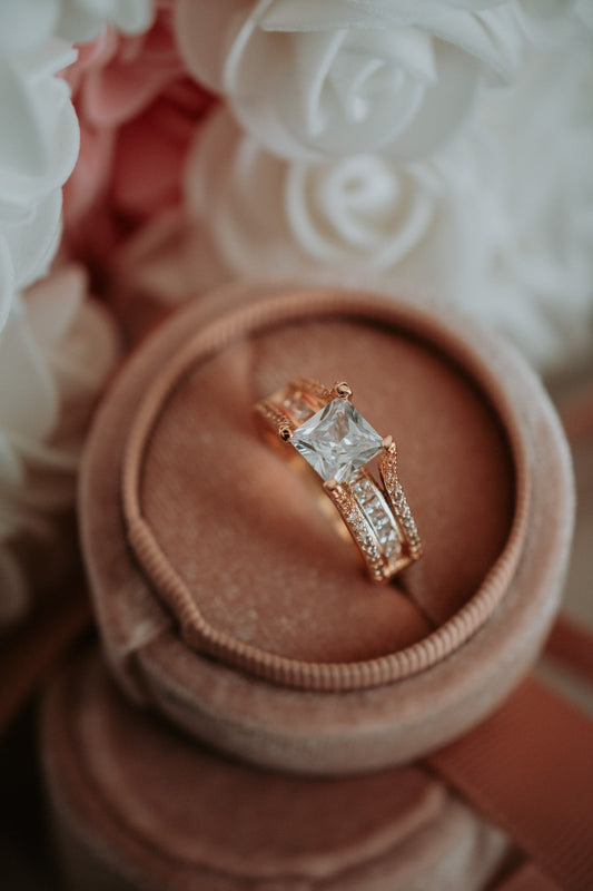 Paula Princess Cut Rose Gold Plated Ring