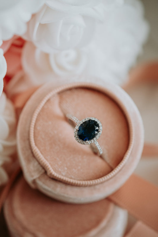 Halsey Sapphire Oval Cut Sterling Silver Ring