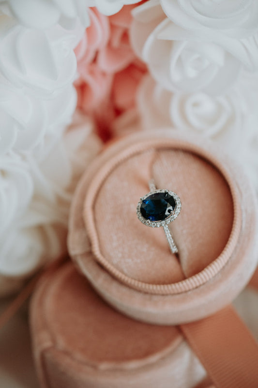Halsey Sapphire Oval Cut Sterling Silver Ring