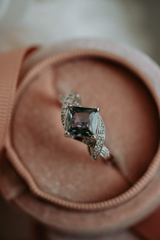 Lewis Princess Cut Aurora Gem Sterling Silver Ring