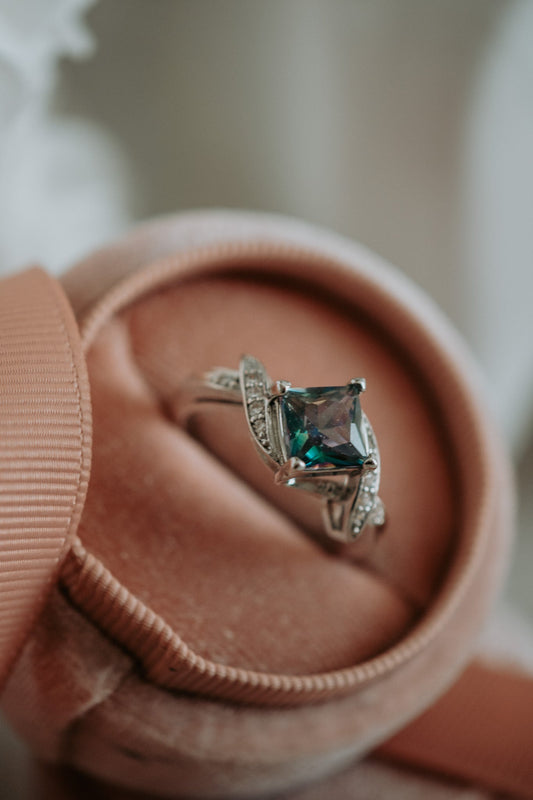 Lewis Princess Cut Aurora Gem Sterling Silver Ring