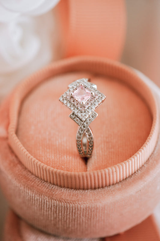 Rhian Pink Gemstone Princess Cut Sterling Silver Ring