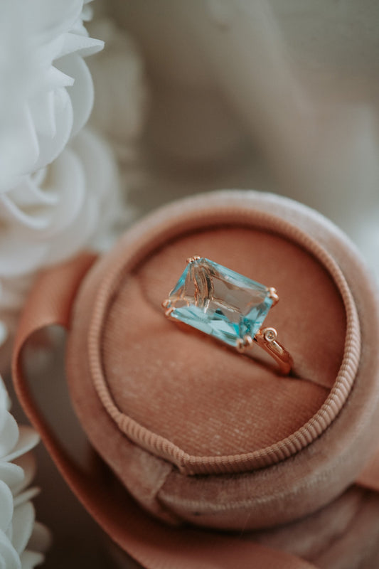 Ayesha Aquamarine Gem Rose Gold Ring