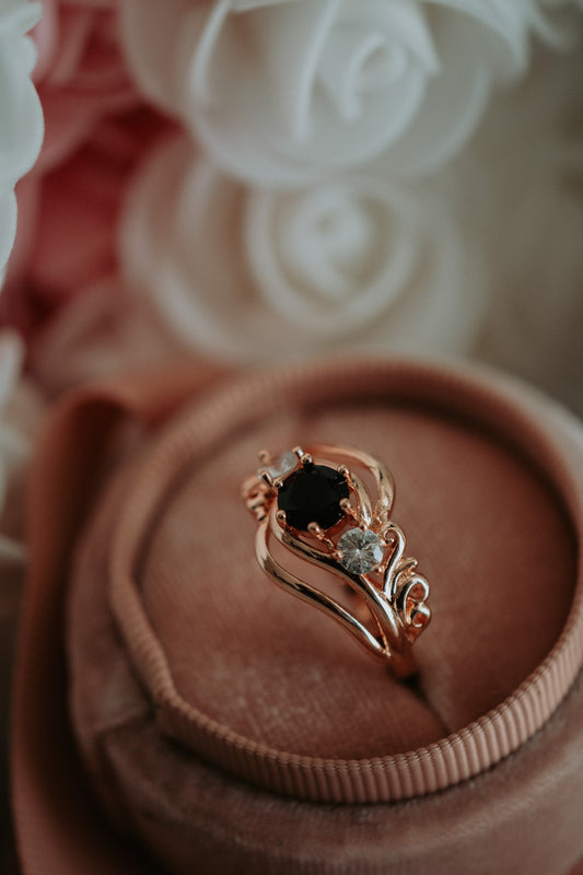 Rhyss Black Gem in Rose Gold Plating