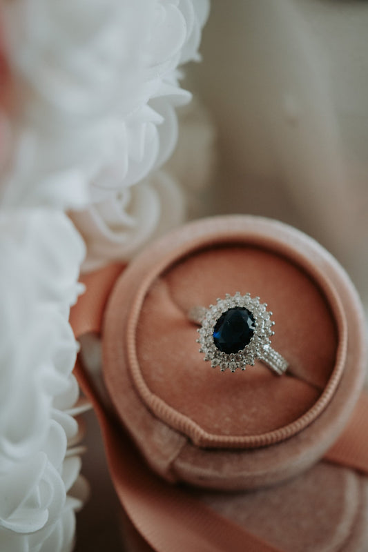 Lady D Sapphire Oval Cut Sterling Silver Ring
