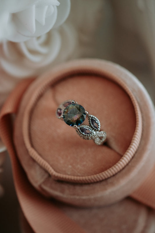 Julia Princess Cut Rainbow Gem Sterling Silver Ring