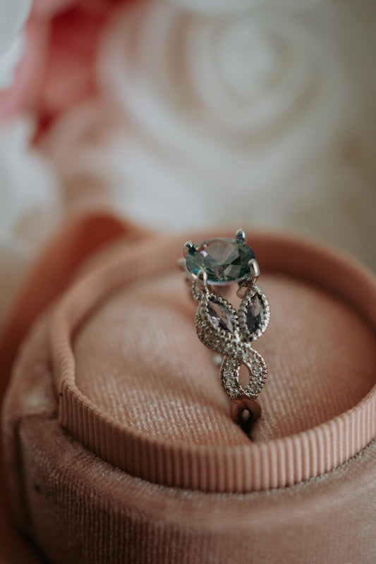 Julia Princess Cut Rainbow Gem Sterling Silver Ring