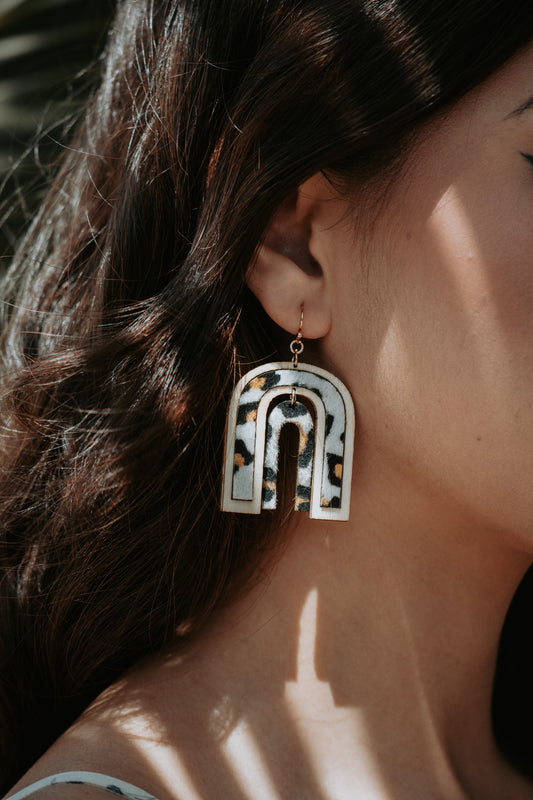 Leopard Wooden Drop Earrings
