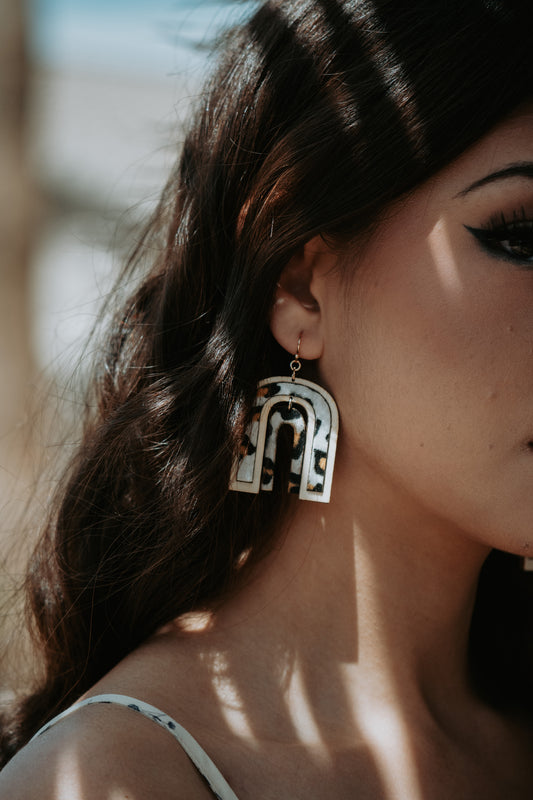 Leopard Wooden Drop Earrings