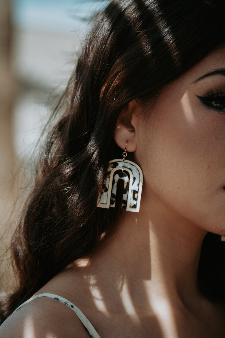 Leopard Wooden Drop Earrings