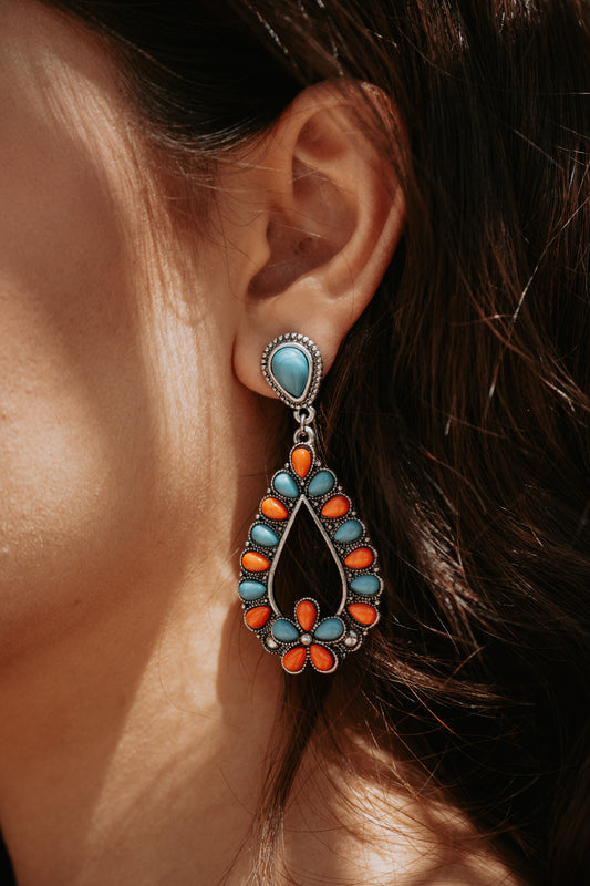 Western Turquoise Drop Earrings Multi Color