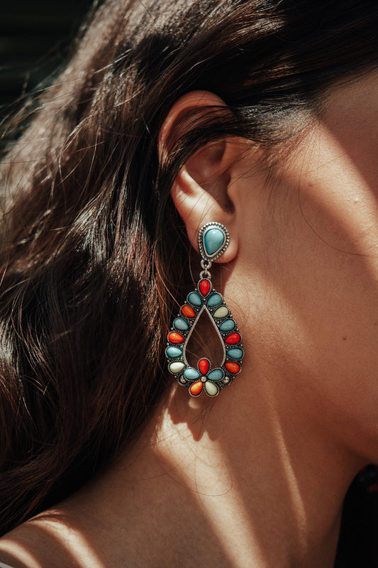 Western Turquoise Drop Earrings Multi Color